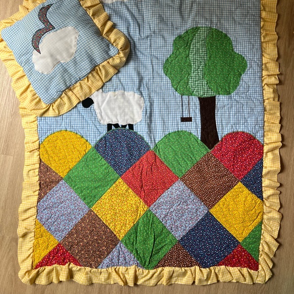 Vintage Infant Blanket & Pillow - Cottage Craft - Made in USA- 1981 - Picture 2 of 11